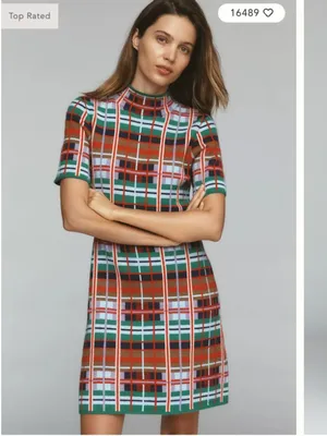 Anthropologie NWT The Nina Short-Sleeve Mock-Neck Mod Sweater Mini Dress thumbnail 3