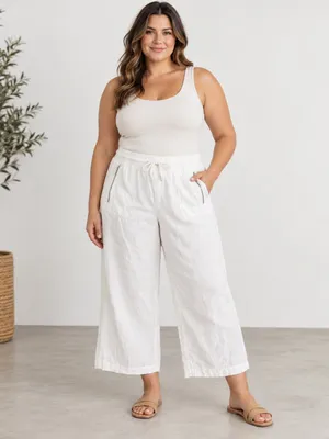 Athlete Cabo Linen Wide Leg Pants Size 18 White thumbnail 4