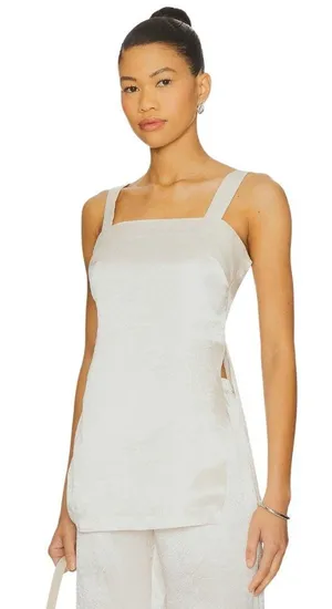 Amanda Uprichard Mariko Top in Ivory Small New Womens Sleeveless Tank Tunic thumbnail 1