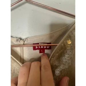 STAUD Off-White Sequin Mini Sleeveless Cocktail Eton Sparkle Dress size Small thumbnail 11
