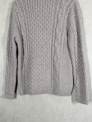 Boston Irish 100% New Merino Wool Asymmetrical Side Zip Cable Knit Sweater L thumbnail 6