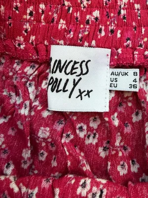 Princess Polly red floral tiered mini skirt ruffles Size 4 / Small thumbnail 6