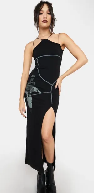 Dolls Kill Iris Color Stitch Maxi Dress thumbnail 3