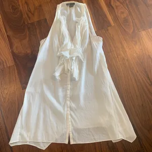cream silk ruffled tunic thumbnail 1