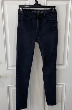 American eagle black hi-rise jeans size 0 thumbnail 1