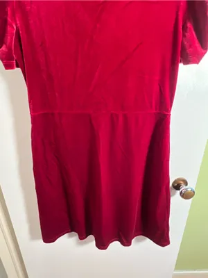 Time and Tru Womens Size Medium 8-10 V-Neck Puff Sleeve Velvet Velour Mini Dress thumbnail 11