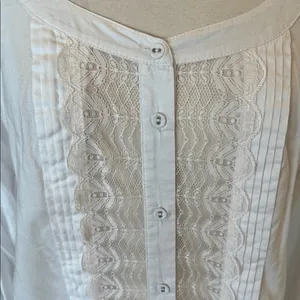 Romantic Free People ivory blouse oversized long top Womens S Button Up Lace thumbnail 2