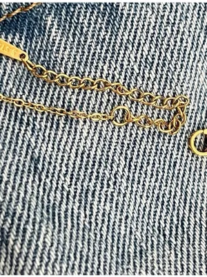 18K Gold Plated stainless steel blue clover necklace Set womens jewelry thumbnail 5