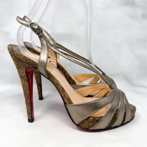 Christian Louboutin Vintage Y2K Activa Leather Cork Strappy Stiletto Heel Sandal thumbnail 2