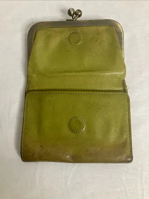 HOBO Olive-Toned Green Leather Kiss-Lock Wallet thumbnail 3