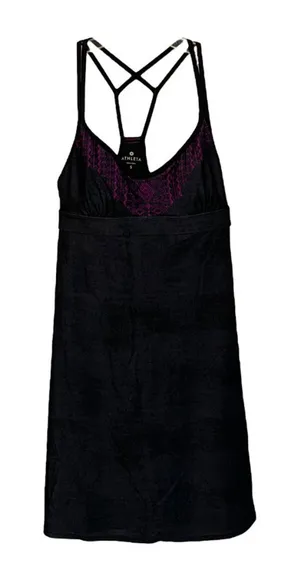 Athleta Printed Coastline‎ Black Strap Shelf Bra Swim Dress Small Summer Beach thumbnail 1