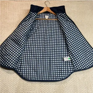 J.Crew Womens S Navy Blue Puffer Zip Up‎ Vest Gingham Print Snap Buttons Preppy thumbnail 8