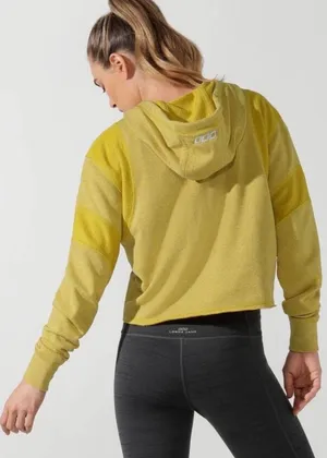 Lorna Jane Acid Yellow Marl Studio Pullover Hoodie Hooded Drawstring Logo Size Small thumbnail 5