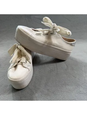 Bershka Women’s White Silver Platform Sneakers Chunky Lace Up EU 37 US 6.5 thumbnail 2