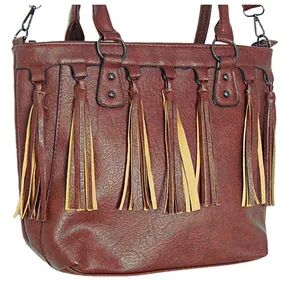 Source Unknown Brown Western Leather Tassle Fringe Front Adjustable Strap Shoulder Bag Cowgirl thumbnail 1