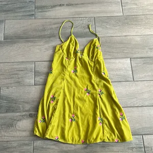 Urban outfitters green velvety dress with pink flowers thumbnail 2