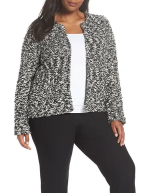 WindiRiver Women's Size Medium Black White‎ Knit Full Zip Cardigan Sweater thumbnail 1