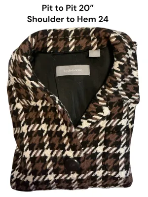 Liz Claiborne Vintage Houndstooth Blazer Jacket Brown White Black Plaid Size Medium thumbnail 3