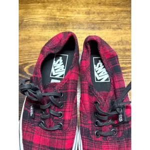 Vans Red And Black Plaid Sneakers Size 5.5‎ thumbnail 3