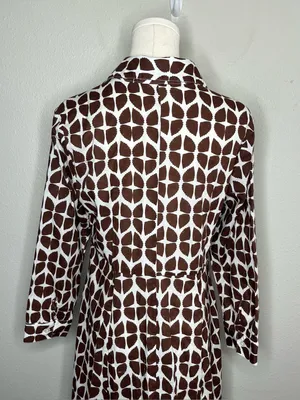 Julia Amory Brown Geometric Block Print 3/4 Sleeve Lightweight JA Shirt Dress thumbnail 5