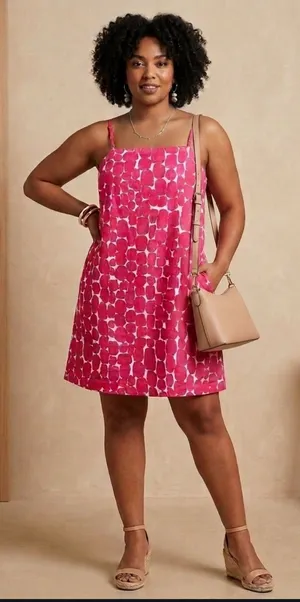 NWT ladies Med Banana Republic spaghetti strap dress pink Patterned print thumbnail 1