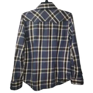 Lauren Jeans Co. Plaid Western‎ Shirt Snap Button Front Blue Small thumbnail 2