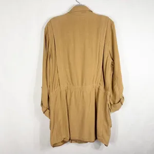Free People Medium Jacket Charly‎ Blazer Beige Tan Linen Button Cinched 1090 thumbnail 8