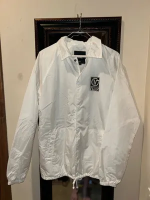 Vans White Windbreaker Jacket with Black Logo thumbnail 4