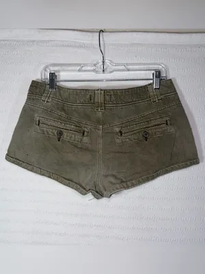 Free People Womens Cora Button Front Utility Cargo Mini Short in Moss Size 30 thumbnail 2