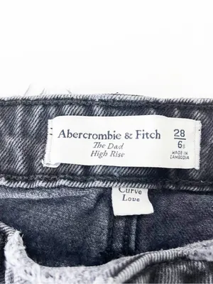 Abercrombie & Fitch High Rise Dad Washed Black Destroy Jeans thumbnail 7