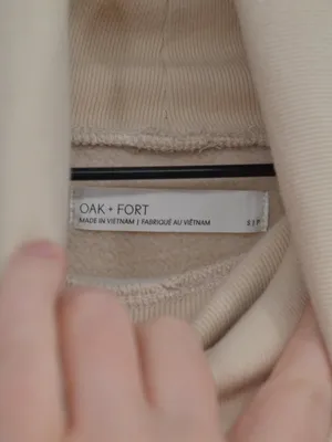 Oak + Fort Cropped Turtleneck Sweatshirt Beige S Tan thumbnail 5