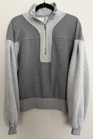 We The Free x Free People Kassey Half Zip Sweatshirt Two Tone Gray Size Small thumbnail 1