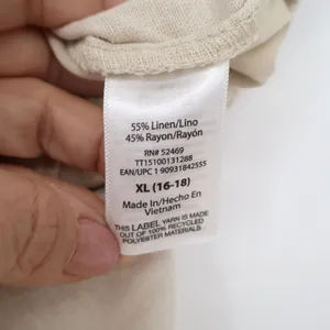 Time and Tru Womens XL Beige Linen Blend Cargo Pants Elastic Waist thumbnail 3