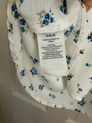 Babydoll tank top white/blue floral ribbon coquette Y2K sewn in bra pads size small thumbnail 3