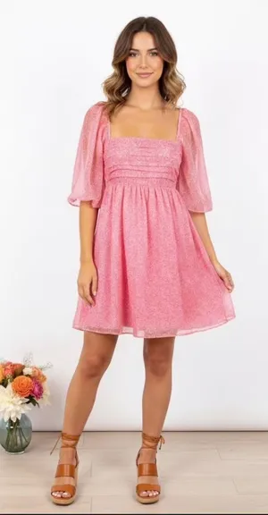 Abercrombie & Fitch Patterned Emerson Angel Sleeve Mini Dress S Tall thumbnail 1