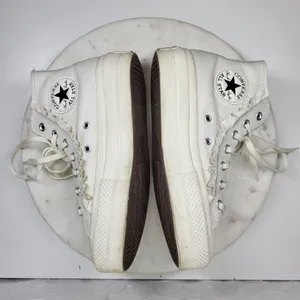 Converse CTAS Lift High Top Platform Leather Ruffle Sneakers Womens 6.5 White thumbnail 10