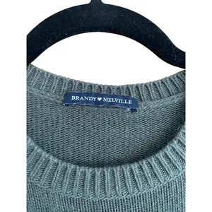 Brandy Melville Dark Green Wool Blend Crewneck Pullover Sweater One Size thumbnail 4