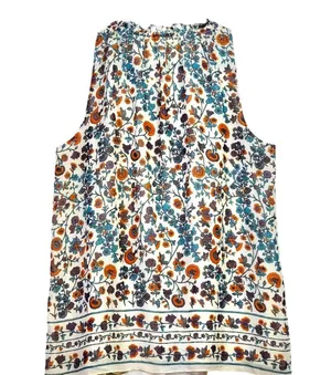 Max Studio - Medium - Floral Sleeveless Top - Multicolor With Tie Front thumbnail 4