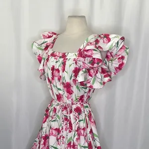 MISA Los Angeles Selma Floral Dress Ruffled A-Line Mini White Pink X-Small thumbnail 7
