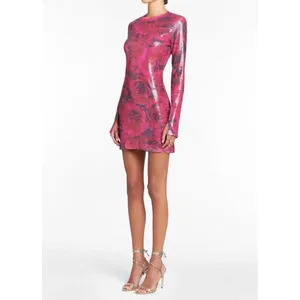 NWT Amanda Uprichard‎ Ayla Mini Dress Samira Pink Sequin Size Large thumbnail 3