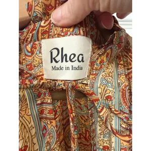 NWOT Rhea Made in India Silk Blend Paisley Halter Maxi Dress Boho Festival, S thumbnail 7