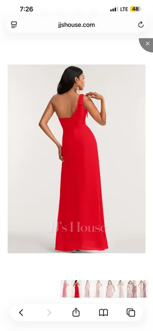 JJ's House Chiffon Dress A-Line One-Shoulder Floor-Length Red thumbnail 3
