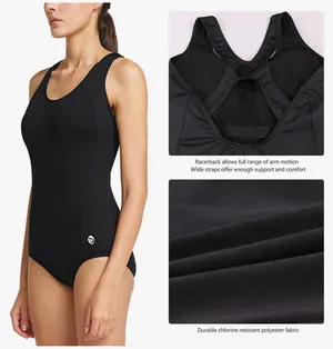 Baleaf Women's Conservative Athletic Racerback One Piece Training Swimsuit Swimw thumbnail 4