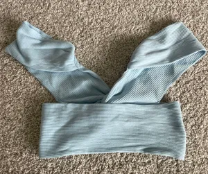SheIn Blue Twist Front Open Back Crop Top thumbnail 3