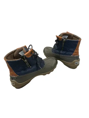 Sperry Navy and Brown Quilted Waterproof Duck Boots thumbnail 2