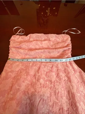 En Elly By Anthropologie Strapless Hi-Low Jacquard Cocktail Dress Pink Floral M thumbnail 9