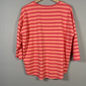 Vineyard Vines 3/4 Sleeve Shirt Pink Orange Stripes Resortwear Women’s M Preppy‎ thumbnail 3