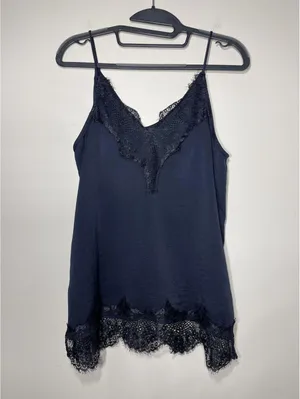 Topshop Navy Blue Lace Trim Cami Coquette Balletcore Y2k 4 thumbnail 5