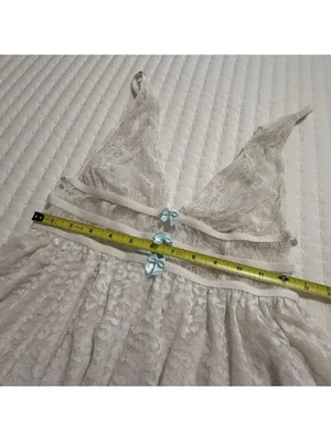 Betsey Johnson White Lace Babydoll Chemise Slip Sz M Medium Bridal Hi Lo thumbnail 4