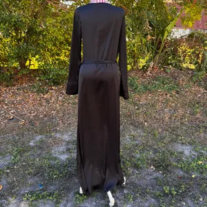For Love & Lemons X‎ Jaime King La Lydia Wrap Dress Black Satin High Slit Size S thumbnail 6